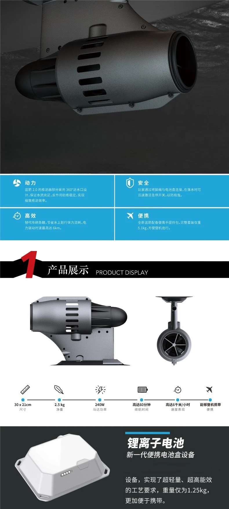 Electric fin paddle board, kayak underwater thruster, remote control booster