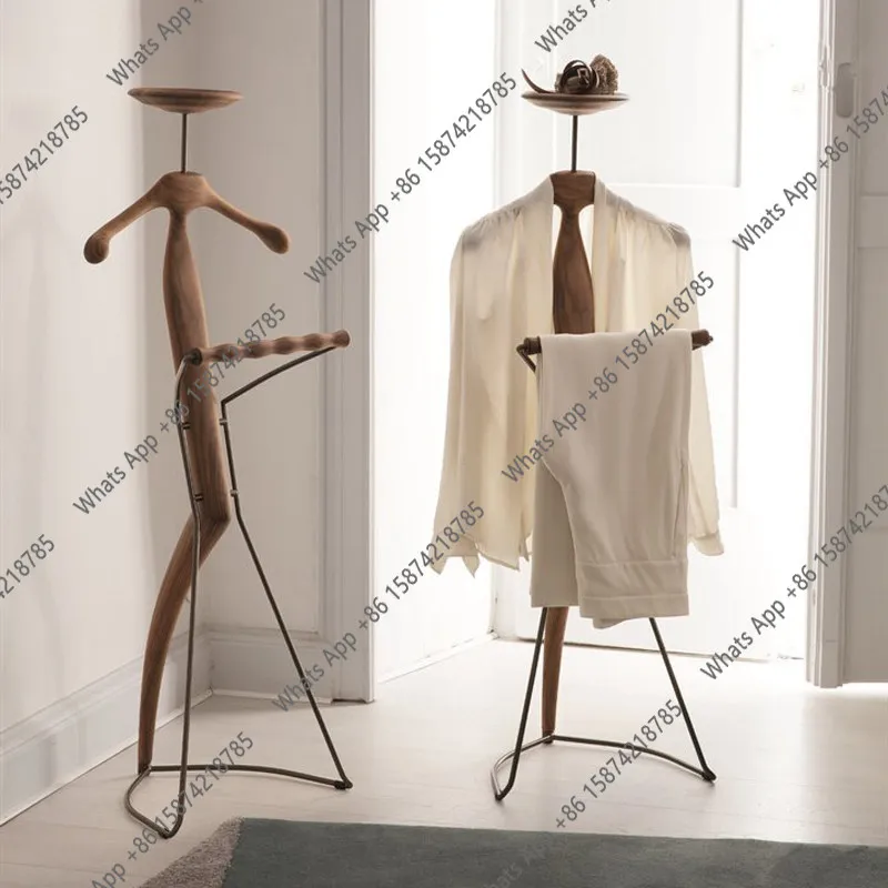 Medieval solid wood coat rack, North American black walnut designer style family clothing store, floor hanger