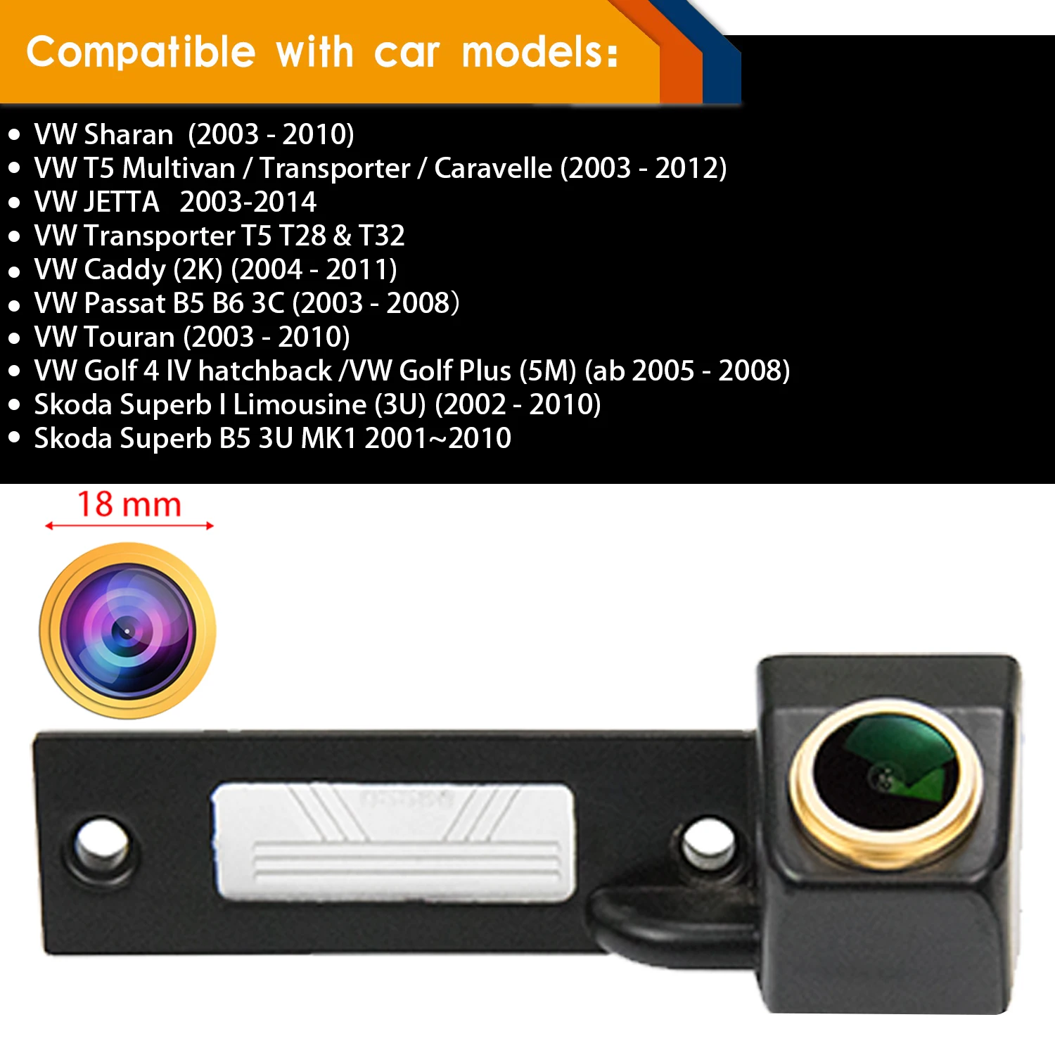 HD 1280*720P Rear View Camera for Caddy B5 B6 Passat 3C Variant/Touran Golf IV/Golf Plus/Sharan/Skoda Superb I Multivan T5