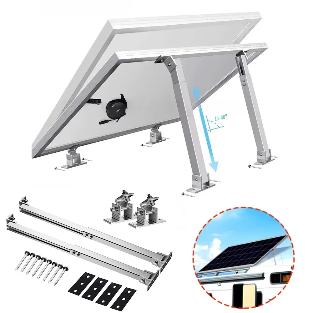 Solar Panel Foot Mount Adjustable Solar Panel Tilt Mount Bracket Aluminum Alloy Solar Panel Mount Support Kit For RV Roof Boat