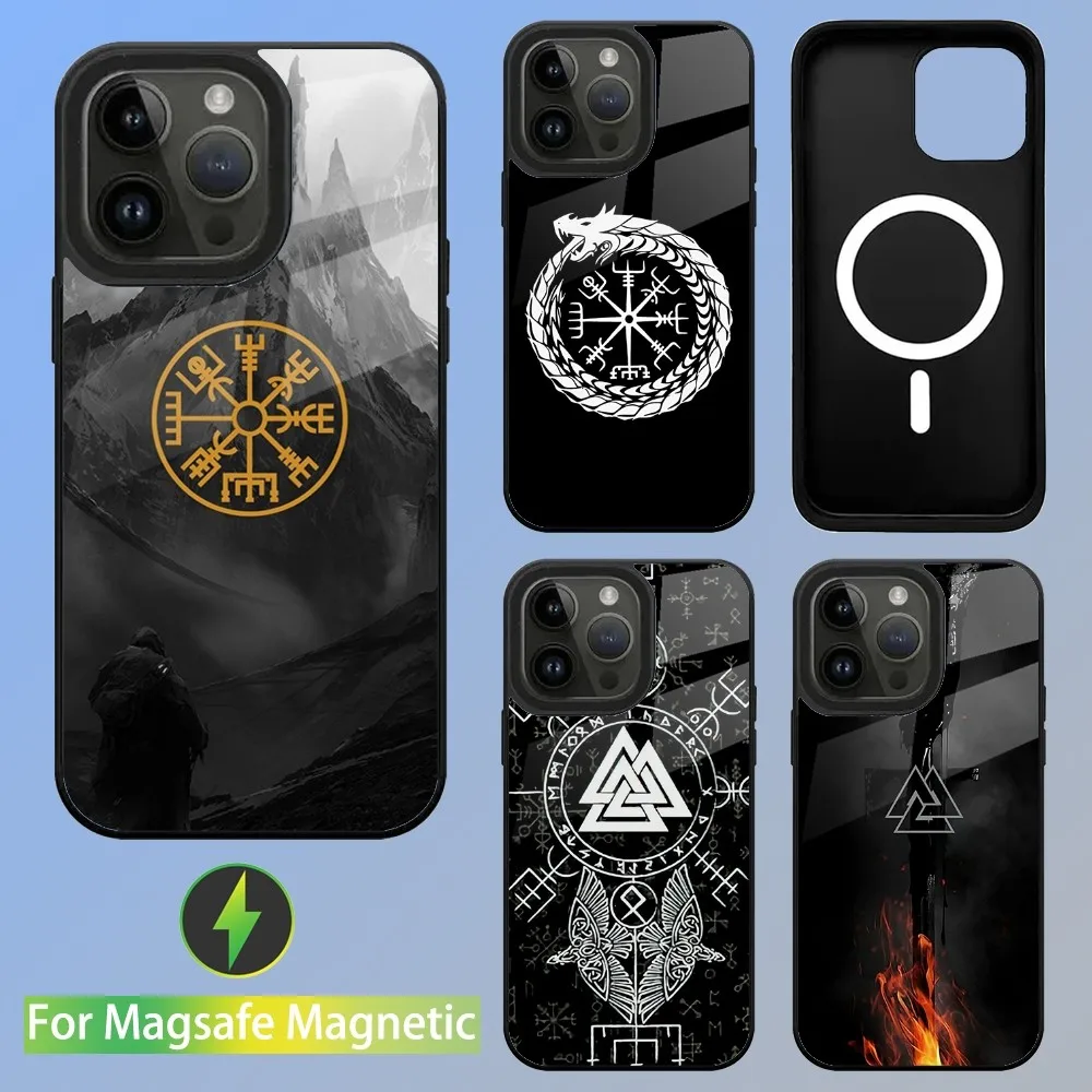 

V-Viking V-Vegvisir Logo Phone Case For iPhone 16,15,14,13,12,11,Plus,Pro,Max Mini Magsafe Magnetic Wireless Charging