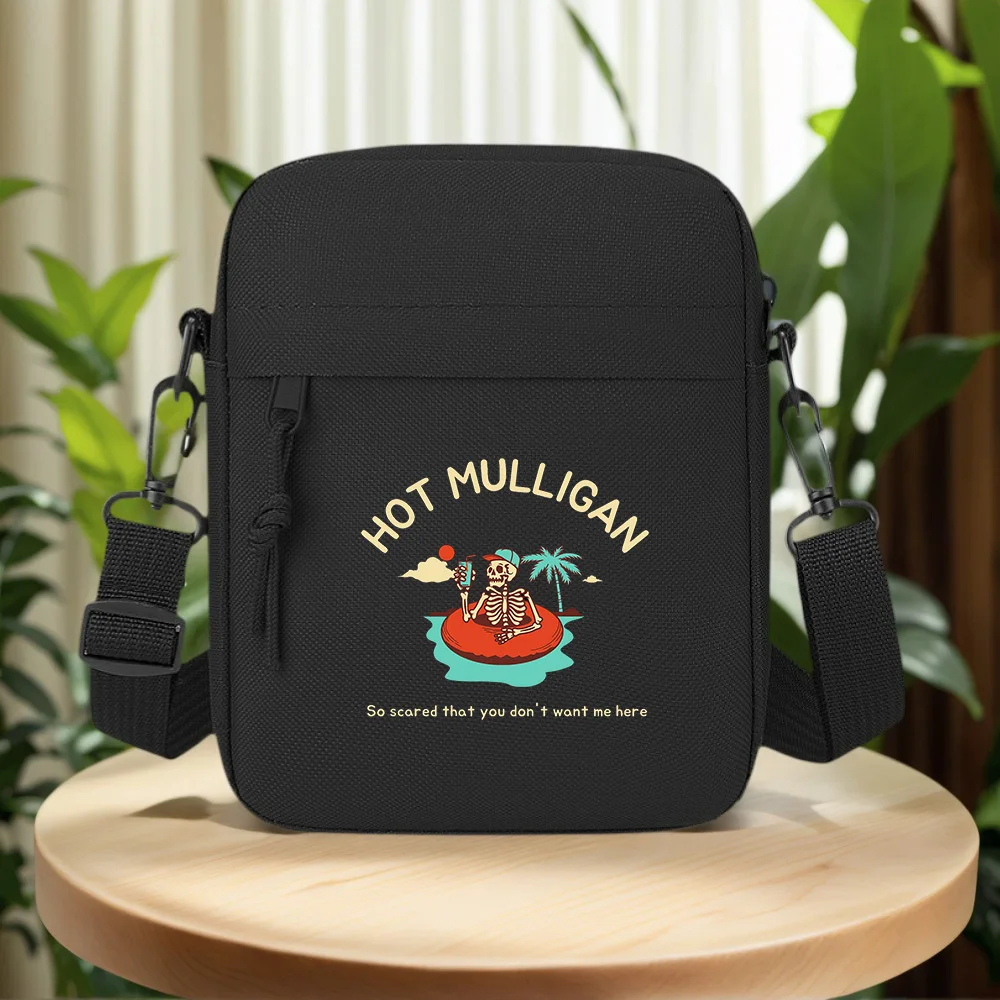 Skeleton relaxing float drink sun palm Men Crossbody Bag Single Shoulder Women Cartoon Anime Film Printing Design Unisex