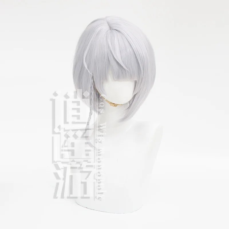 Game Zenless Zone Zero Anby Demara Cosplay Wig 40CM White Grey Heat Resistant Synthetic Hair Halloween Party Anime Cosplay Wigs