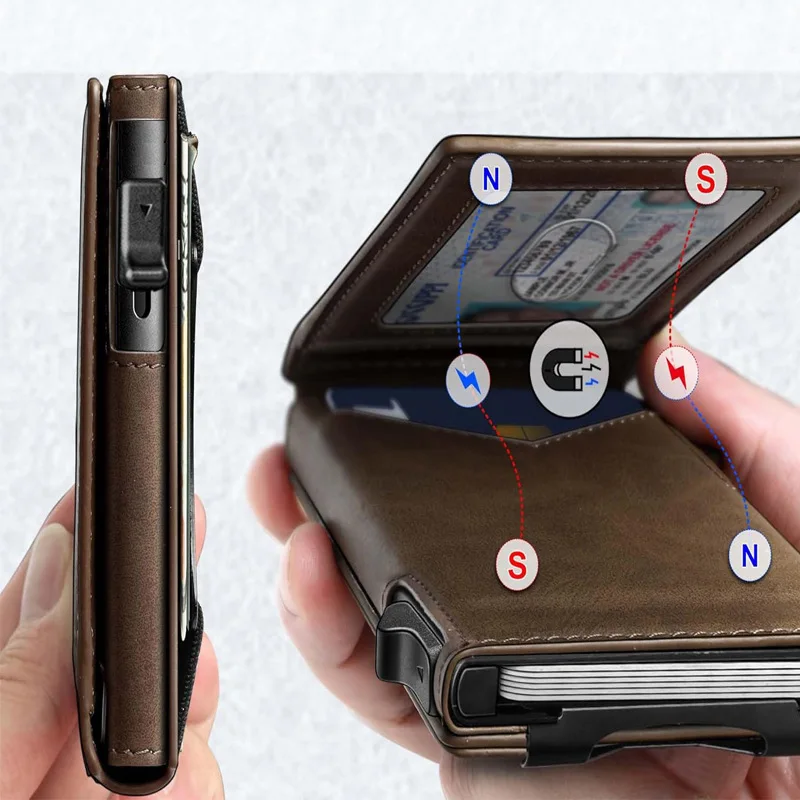 Hot Sale Man’s Double Flip Wallet Multifunctional Metal Flip Wallet rfid Anti-Theft Money Holder
