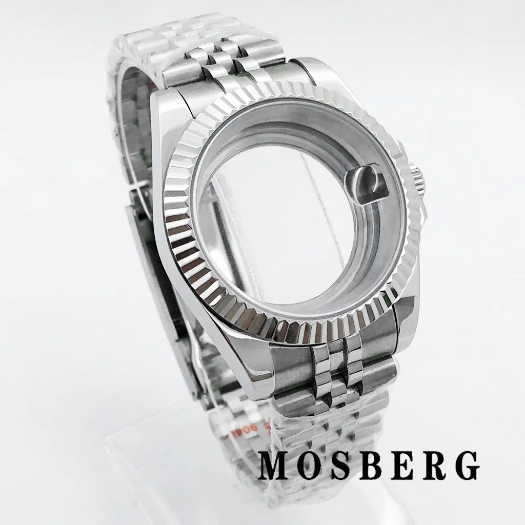 Корпус часов 36 мм 39 мм с ремешком, сапфировое стекло, нержавеющая сталь для часов NH35 NH36 ETA2824 PT5000 ST2130, автоматический механизм