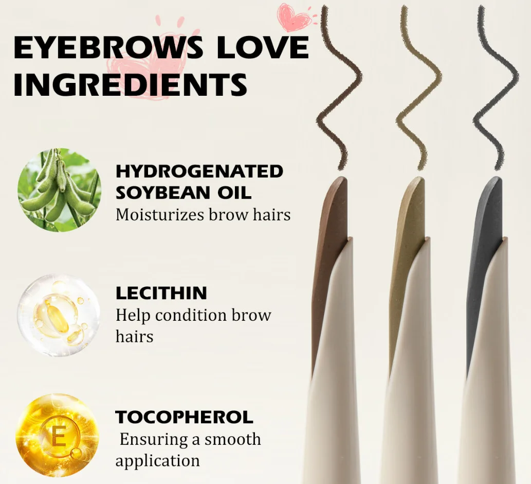 Kit de crayon à sourcils et de Gel, marque privée, vente en gros, maquillage 2 en 1, style longue durée, crayon à sourcils 3d, stylo à colle, 50 pièces