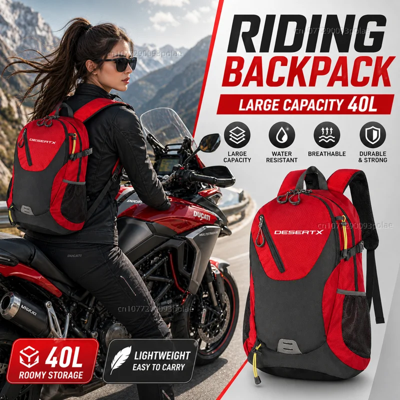 For Ducati Desert-X DesertX 2026 2025 2024 2023 2022 Large Capacity WatRacing travel Men waterproof Backpack Bag Motorcycle Gift