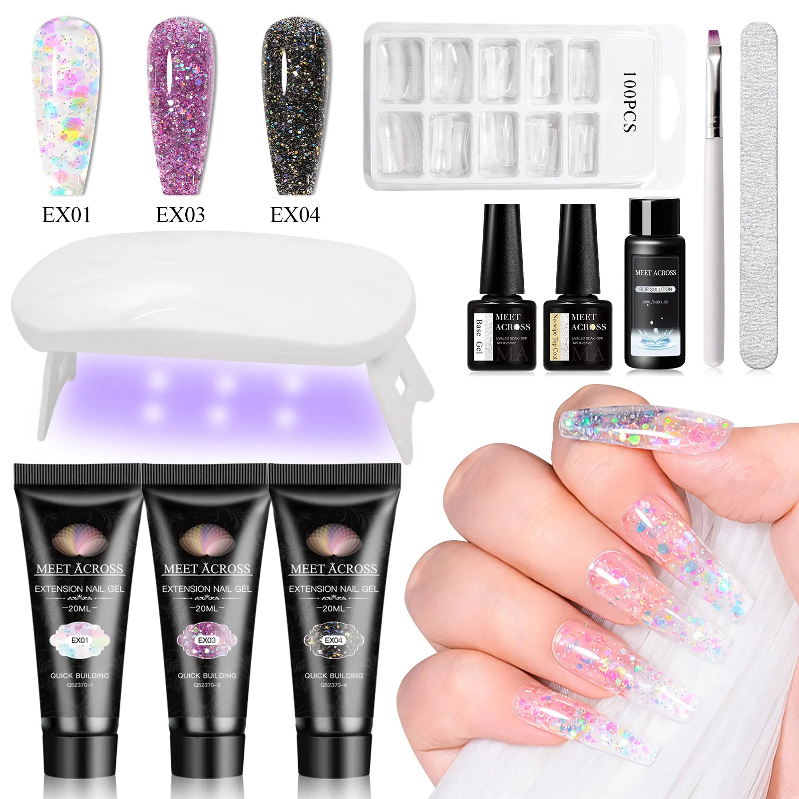 10個入り 20ml エクステンションネイルジェルポリッシュセット アクリルクリスタルビルディング フルポリジェル ネイルキット UVニス ネイルアート マニキュアキット
