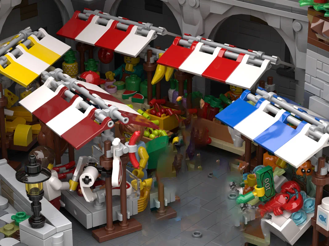 Neue MOC Bausteine Gebäude Modelle Mittelalterlichen Landwirtschaft Markt Modulare Bausteine kinder Spielzeug Geschenke DIYAssemblySet