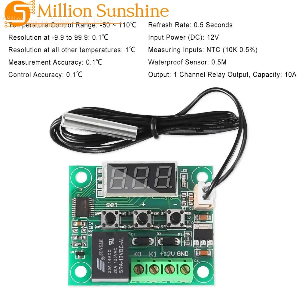 2/4PCS Temperature Controller Module with Case XH W1209 LED Display Digital Thermostat Module Waterproof NTC Probe -50~110℃