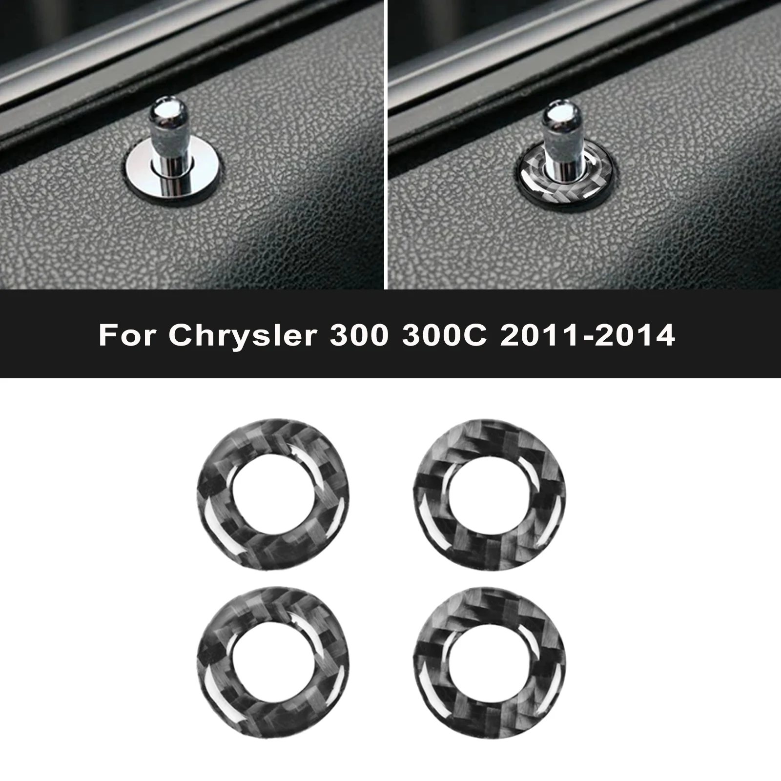 LHD/RHD Autodeurvergrendelingslijst, sierstrip, interieuraccessoire voor Chrysler 300 300C 2011 2012 2013 2014, koolstofvezelpatroon