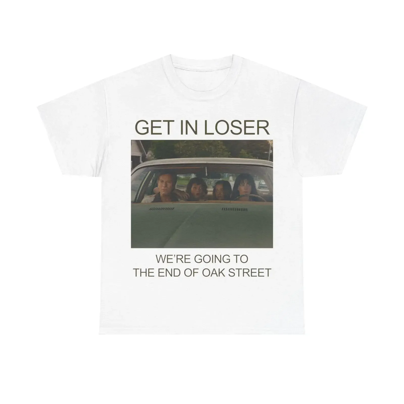 Get in loser we're going to sci fi survival movie shirt vintage Washed streetwear homme Versatile Soft Casual Comfortable