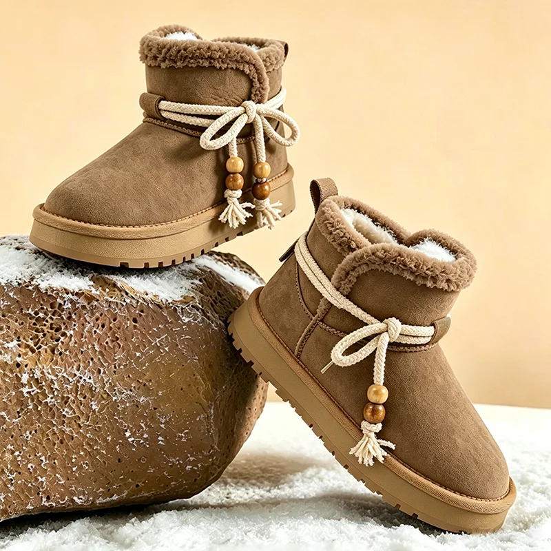 Winter Cute Boys Boots Princess Shoes Comfortable Thick Warm Kids Boots New Girls Snow Boots Lobbing Ball Thick Children Autumn