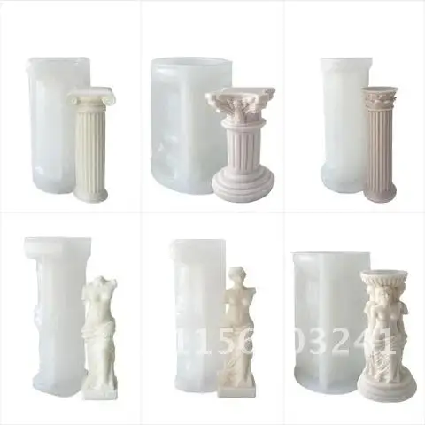 Column Roman Candle Making Silicone Mold Venus Shape Aromatherapy Gypsum Mold Female Male Body Candle Making Decor Craft