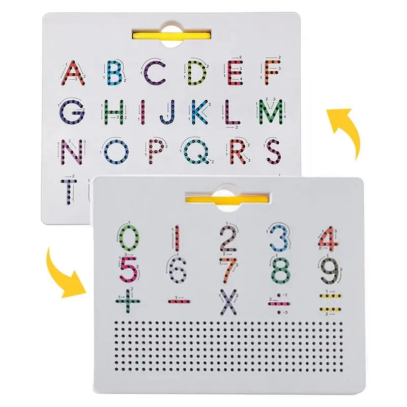 Alphabet Magnetic Drawing Board 2-in-1 Practice Learning Educational Toy Double-Sided Magnets Tracing Board Stem Toy Letters