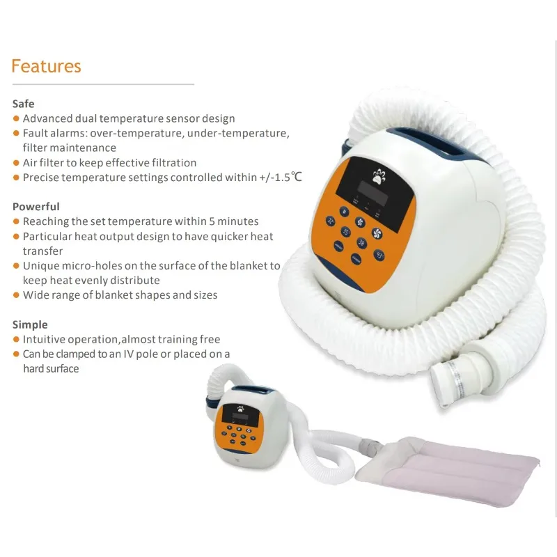 

Veterinarian Dual Temperature Sensors Patented air Circuit Air Vent 8blanket Over-temperature Alarm Large Warming System