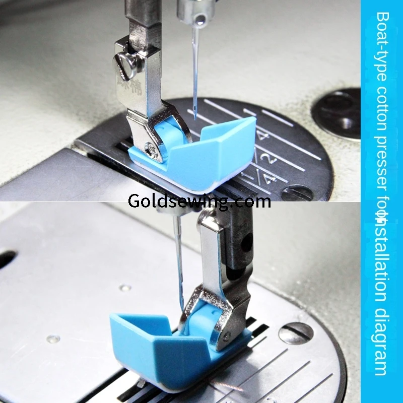 10PCS Blue Cotton Presser Foot Step Cotton Boat Type Plastic Presser Feet for Industrial Computer Flat Lockstitch Sewing Machine