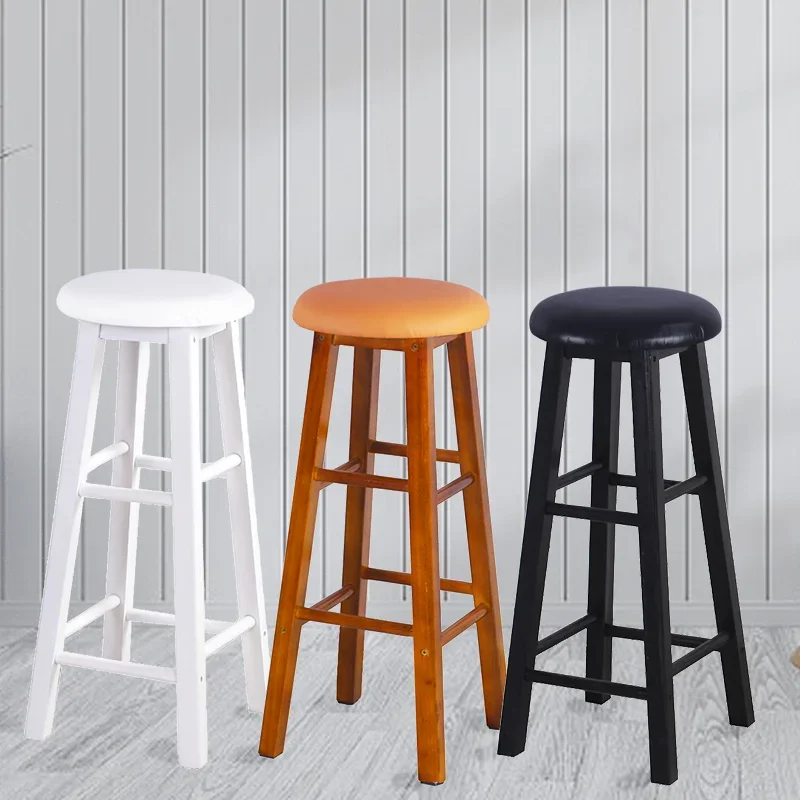 Smooth Texture Solid Wood Bar Stools Creative High Stools Varnished Surface Elegant Design, Stylish Seating Option, Modern Decor