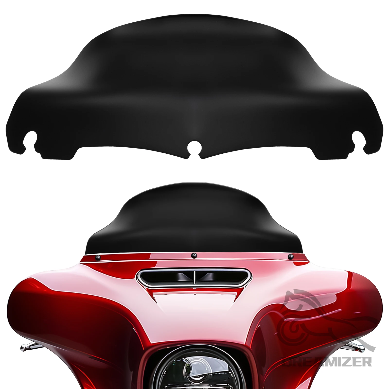 

9" Motorcycle Wave Windshield Windscreen Wind Deflector For Harley Electra Glide Street Glide Ultra Limited FLHT FLHTP 2014-Up