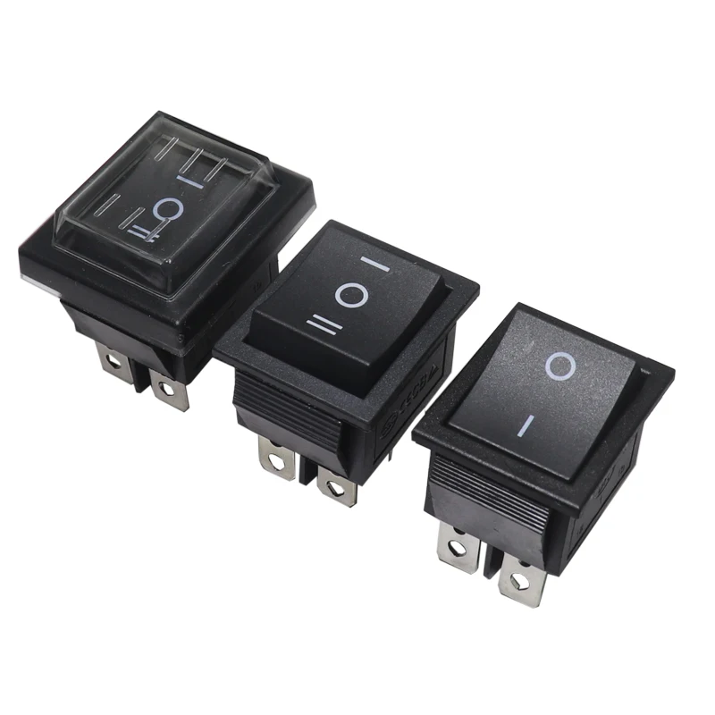 【5-1PCS】KCD4 6 Pin Black Rocker Switch Power Switch ON-OFF-ON 3 Position 16A 250VAC/ 20A 125VAC 30*19mm Reset
