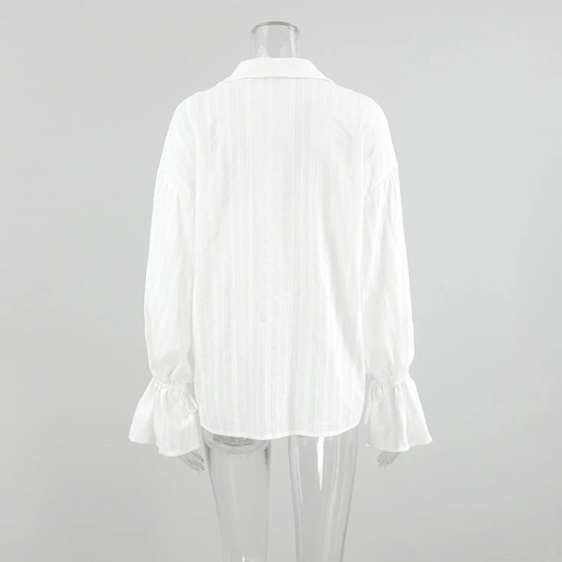 Elegant Women's White Shirt Streetwear Summer and Fall 2025 Fashion Lapel Long Sleeve Pleated Blouse Casual Single Breasted Tops