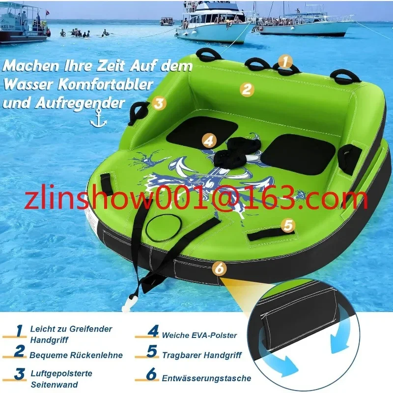 1 Rider Towable Tube for Boating, Water Sports Equipment, Inflatable Towable Water Raft Tube