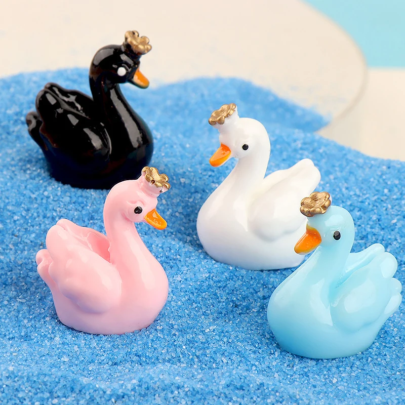 Mini Resin Luminous Swan Accessories Micro Landscape DIY Miniature Home Decor Garden Miniature Terrarium Ornament Statue