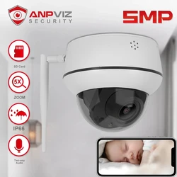 Anpviz – caméra de surveillance extérieure PTZ IP Wifi hd 5MP, dispositif de sécurité sans fil, avec Zoom x5, Audio bidirectionnel, microphone, haut-parleur IR, 30m, IP66, CamHi, H.265