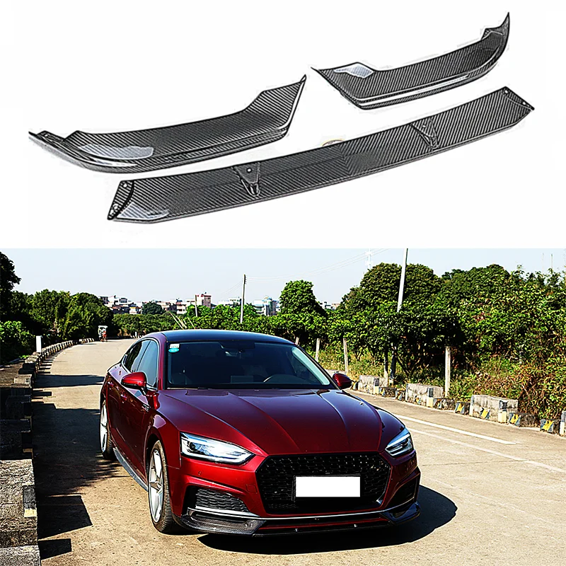 

3pcs Bumper Facelift Dry Carbon Fiber Front Lip Spilitter For AUDIs A5 S5 B9 2018-2020