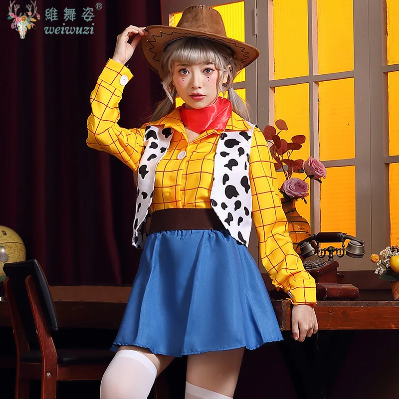 

Anime Women Cosplay Woody Dress Sets Cowboy Christmas Costume Sheriff's Halloween Carnival Dress Up Party Toy Stage Performance