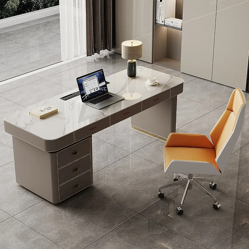 Hotel Computer Office Desks Nordic Minimalist Modern Indoors Office Desks Homestay Sintered Stone Furniture Schreibtisch Ls40bgz