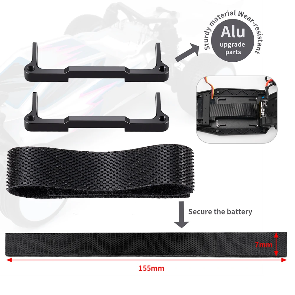 YEAHRUN 1Set Aluminum Alloy Battery Mounted with Belt for LOSI 1/24 Micro-B 2WD Buggy RC Car Upgrade Parts