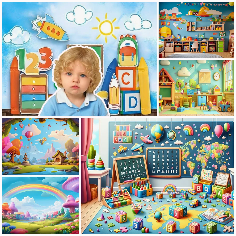 

Welcome Back To The School Background Banner Kindergarten Stage First Day Of School Classroom Decoration Supplies Backdrop Gifts