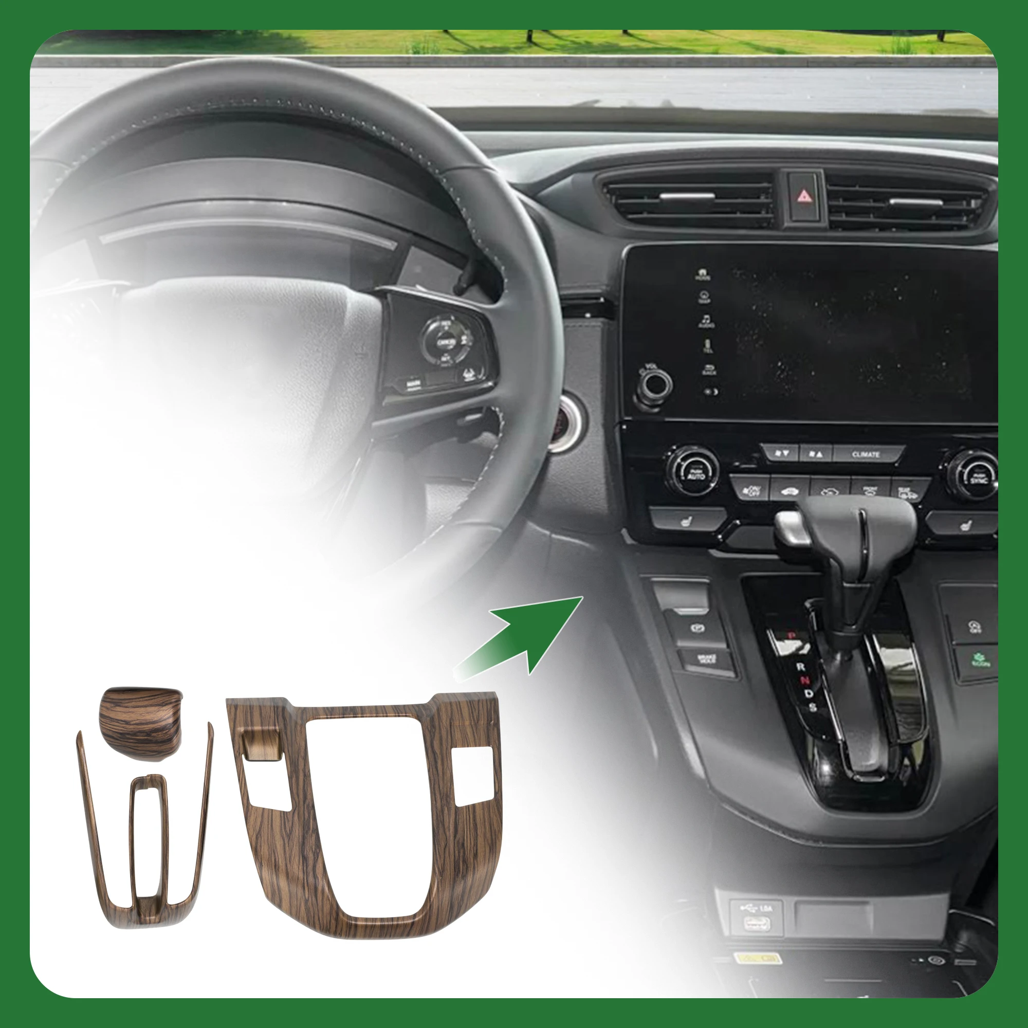 

UXCELL Central Control Gear Shift Panel Trim Cover for Honda CR-V 2017-2022 Peach Wood Grain Color Half Pack Trim