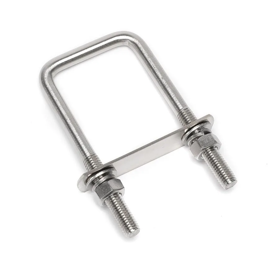 8 مجموعات مربعة U البراغي الفولاذ المقاوم للصدأ 2 "50 مللي متر العرض الداخلي 3.15" 80 مللي متر طول UBolts لمقطورة القارب مع المكسرات المسطحة والقفل كان #2