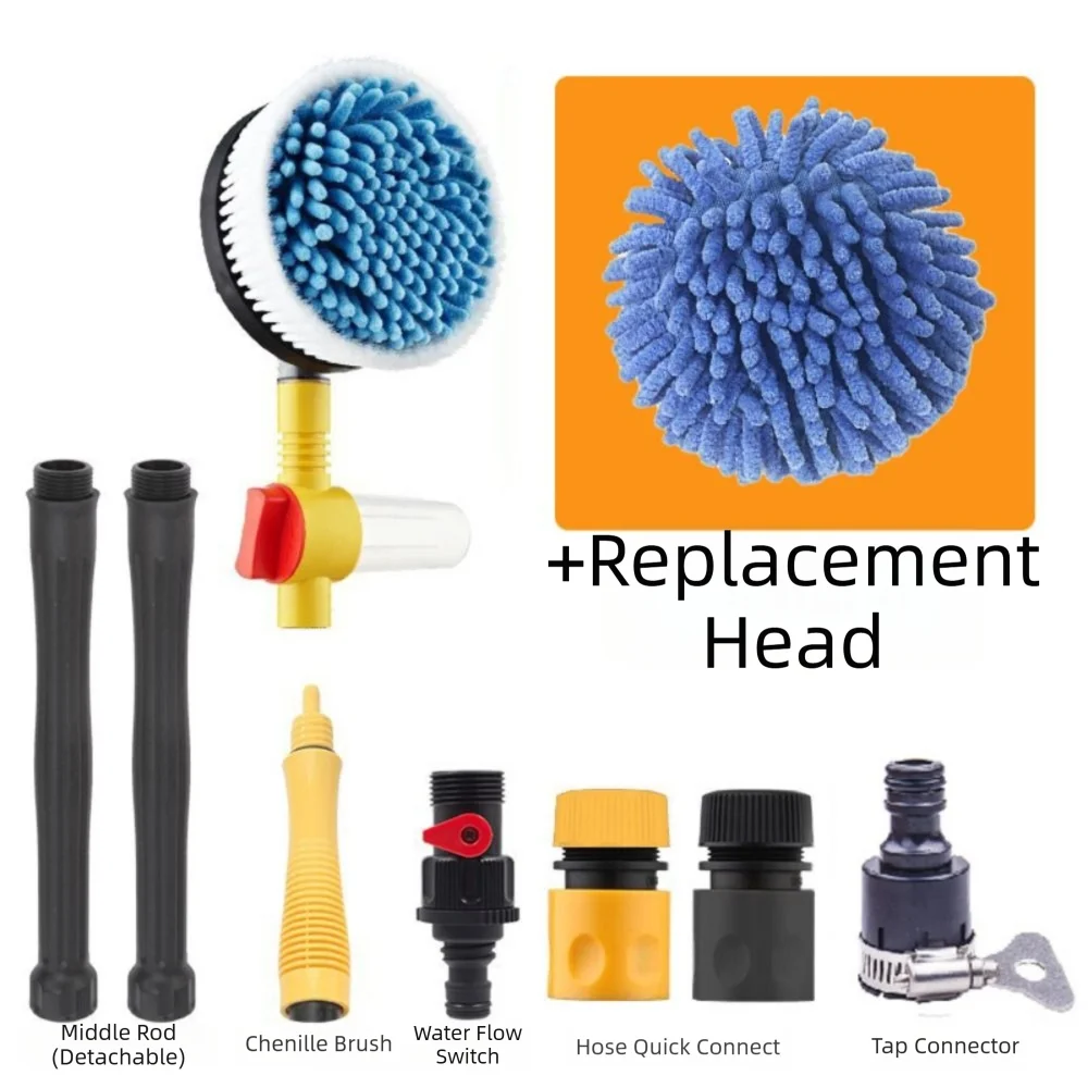 360 Degree Rotation Car Rotary Wash Brush Adjustable Length Automatic Rotating Rotating Wash Brush Portable Design