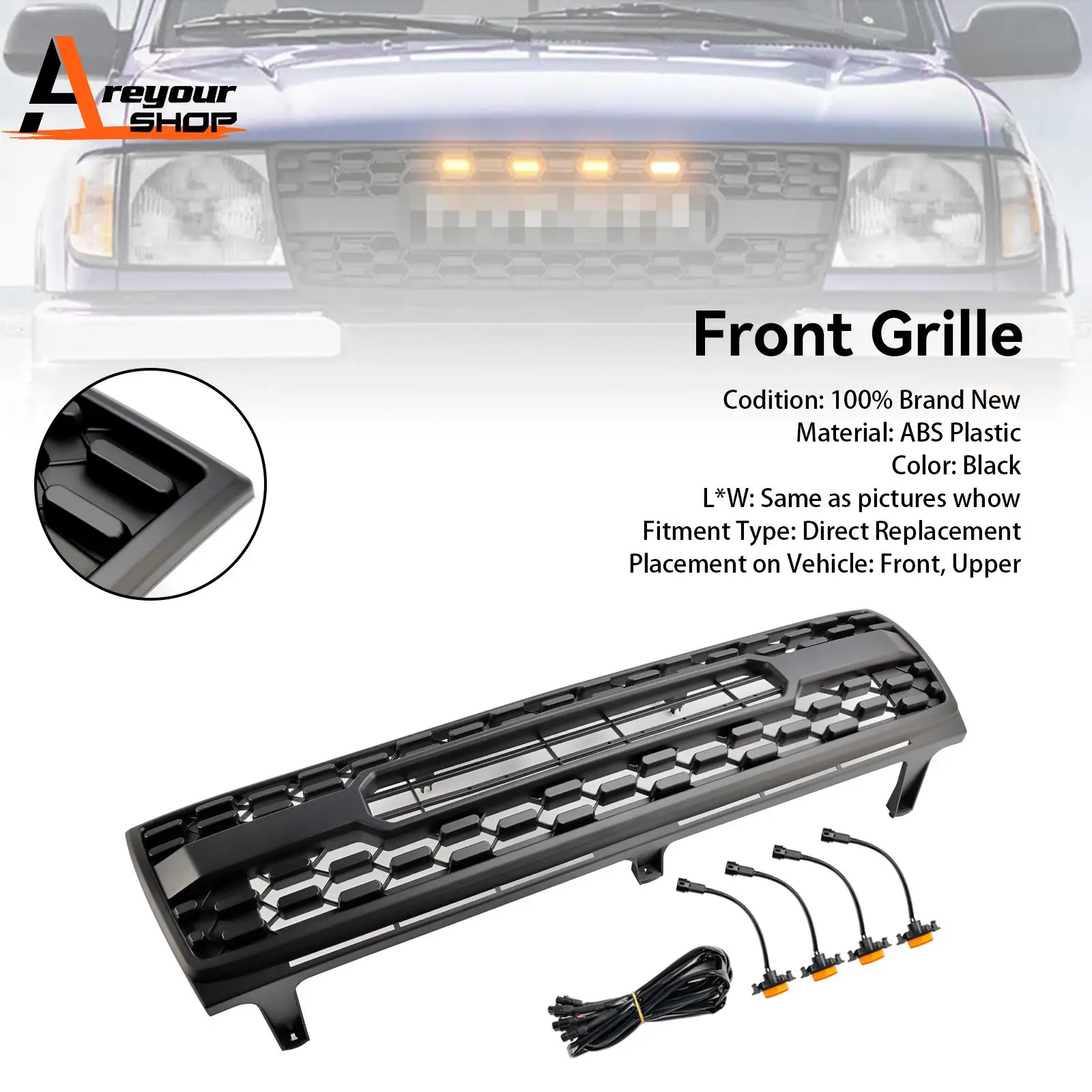 Honeycomb Front Bumper Grill Grille Fit for Toyota Tacoma 1997-2000 TRD PRO