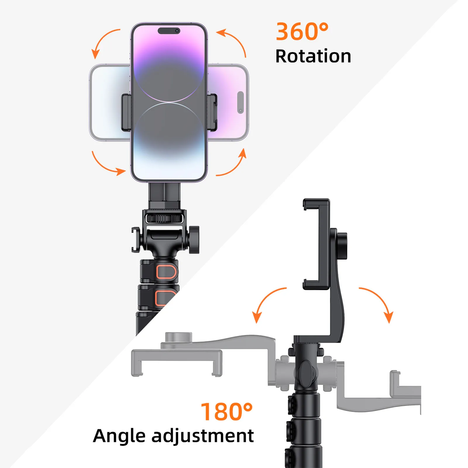 Vrig UURig TP-14 Trípode para teléfono en vivo de 160 cm con tornillo de 1/4 "trípode/palo de Selfie ajustable para espada ancha en vivo