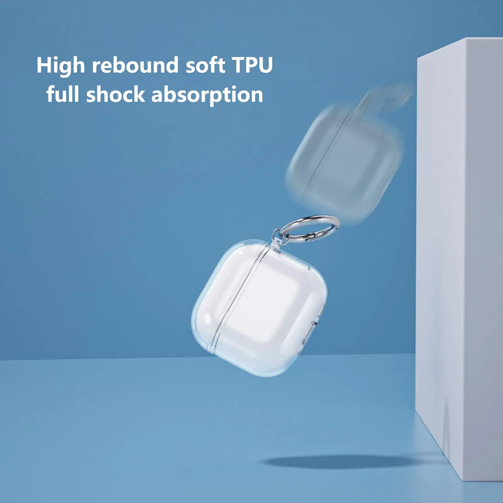 حافظة شفافة لجهاز Airpods 4 Generation حافظة من مادة TPU الناعمة مع سلسلة مفاتيح وغطاء حماية مقاوم للصدمات لأجهزة Airpods 4-Clear White