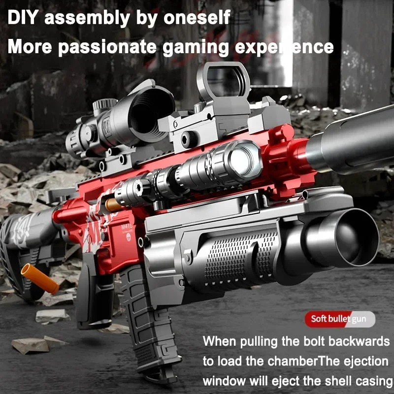 Children's Manual Soft Bullet M416 Soft Bullet Gun Can Fire Submachine Gun Model Boy Toy Gun Action Loading Assault Rifle