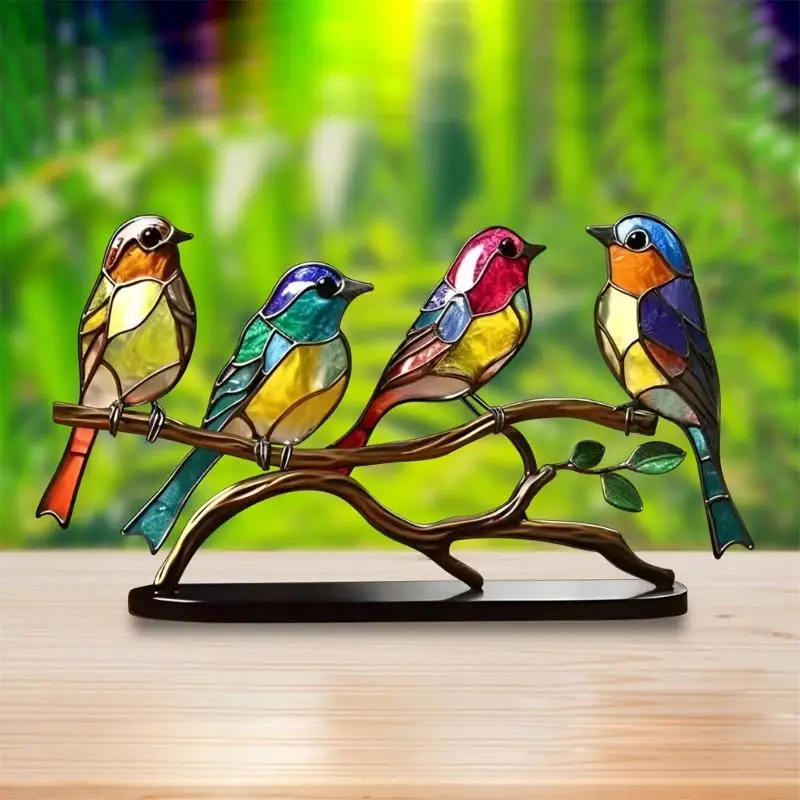 77JB Birds Desktop trang trí, chim acrylic hiện đại nghệ thuật trang trí nghệ thuật trang trí cho tủ, văn phòng, phòng khách nhà