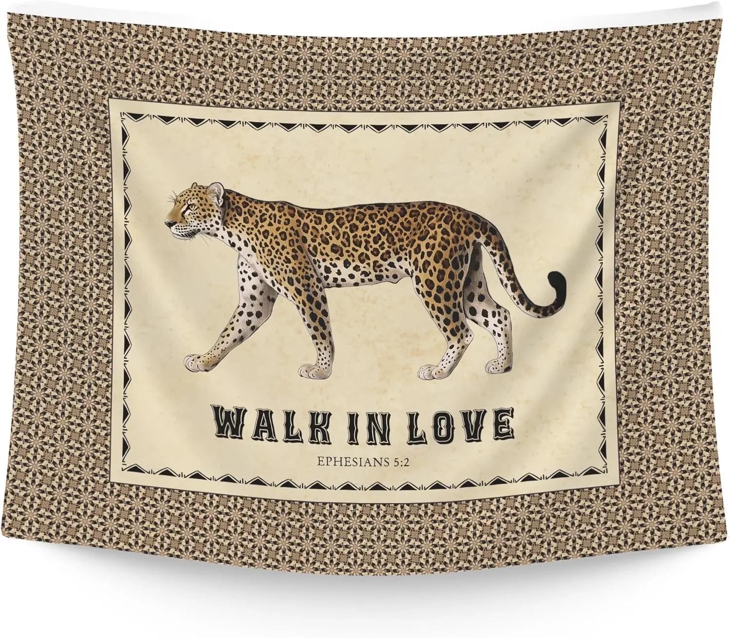 Inspirational Tapestry Wall Hanging Leopard Art Scriptural Scripture Quote Bible Verse Decor Christian Wall Decor Tapestry Jungl
