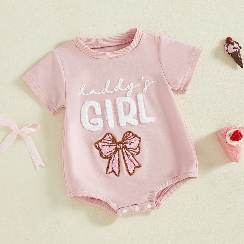 Daddy s Little Princess Father s Day  with Floral Embroidery and Ruffle Sleeves for Baby Girls