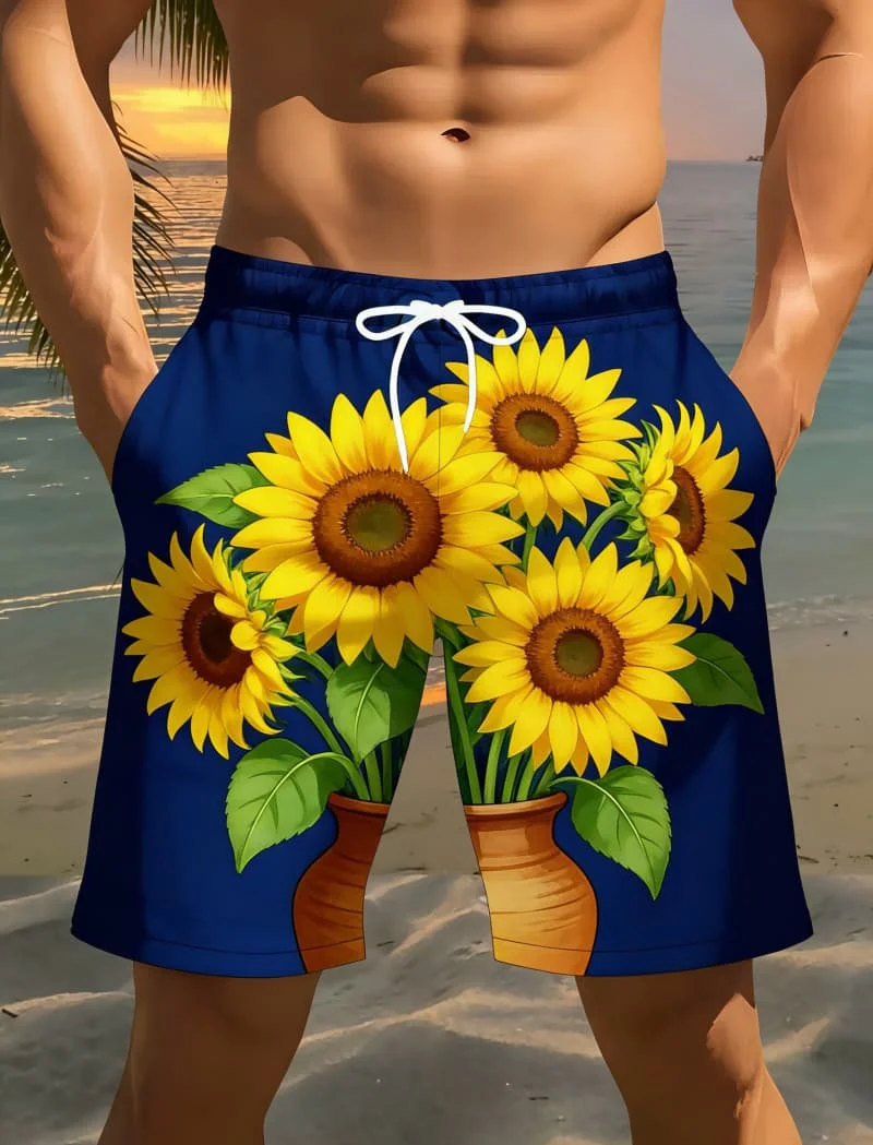 

Men's Fashion Cool Artwork Print Casual Shorts - Summer Street Style Aesthetic Beach Shorts For Vacation Outfits