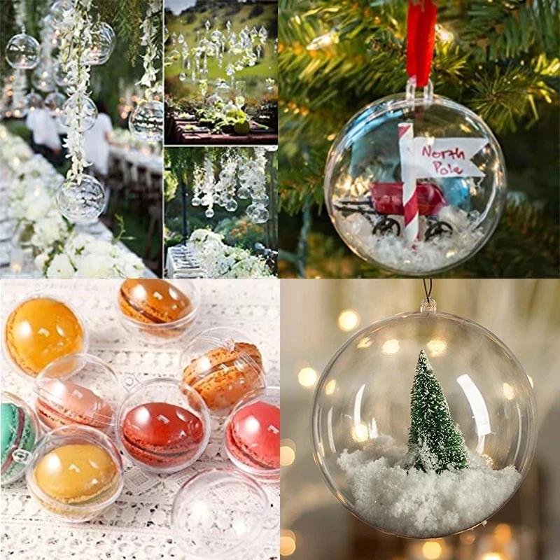 5 Pairs Clear Plastic Fillable Ornaments Ball for Christmas Tree Decorations Clear Christmas Balls Xmas Tree Ornament 2023