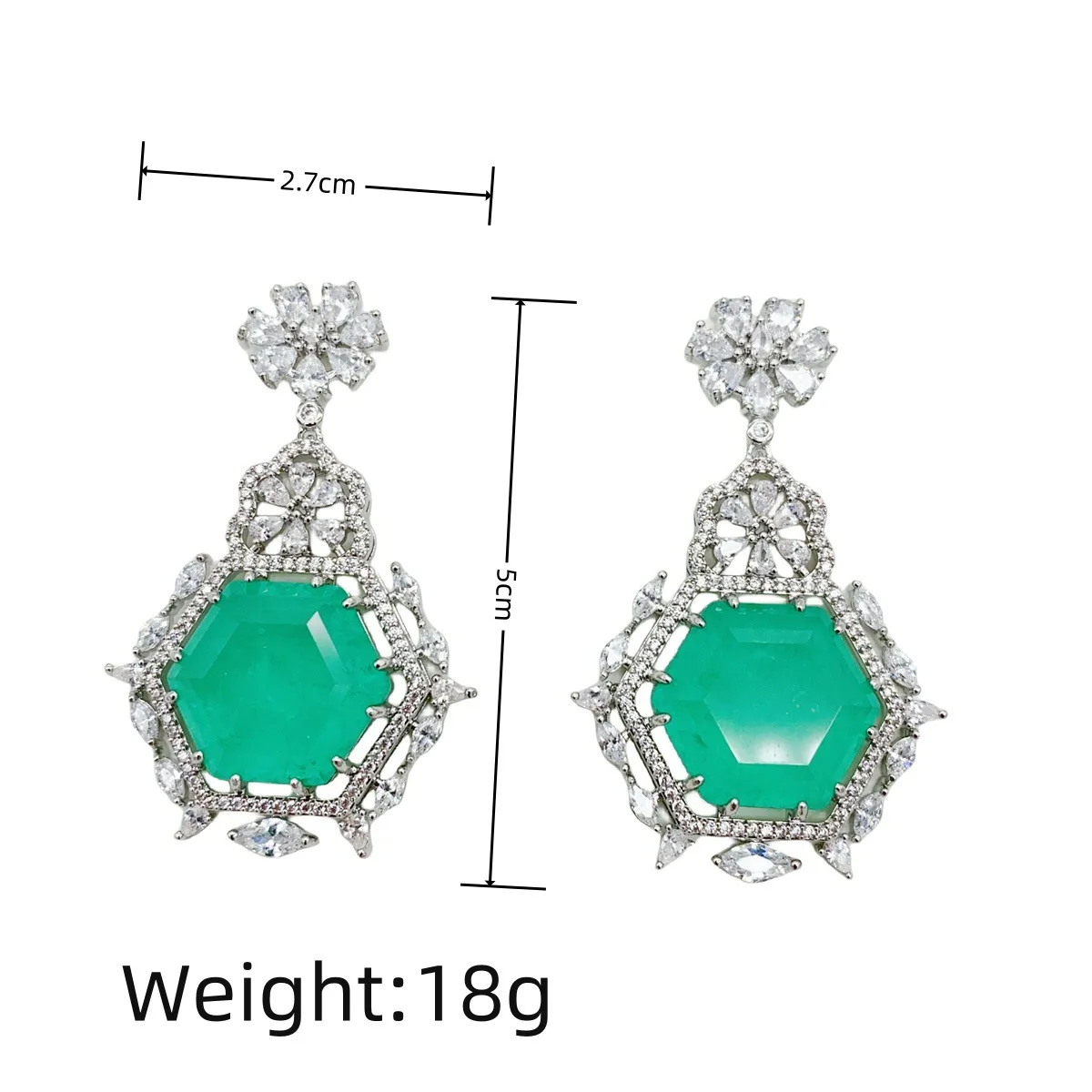 Orecchini da donna di tendenza esagonale con fiore d'atmosfera alla moda per la festa quotidiana, incontri, viaggi, ballo di fine anno, set di gioielli regalo E264