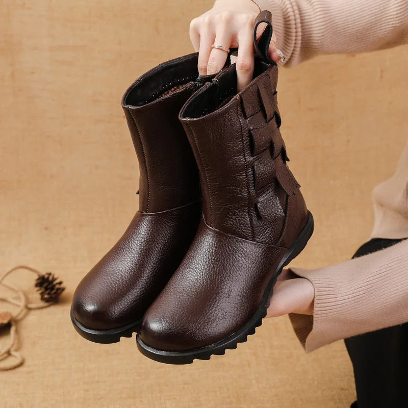 

Genuine leather ankle boots for women stylish multi-colors splicing Leather Boots Woman Luxury Brand Stylish Winter Booties