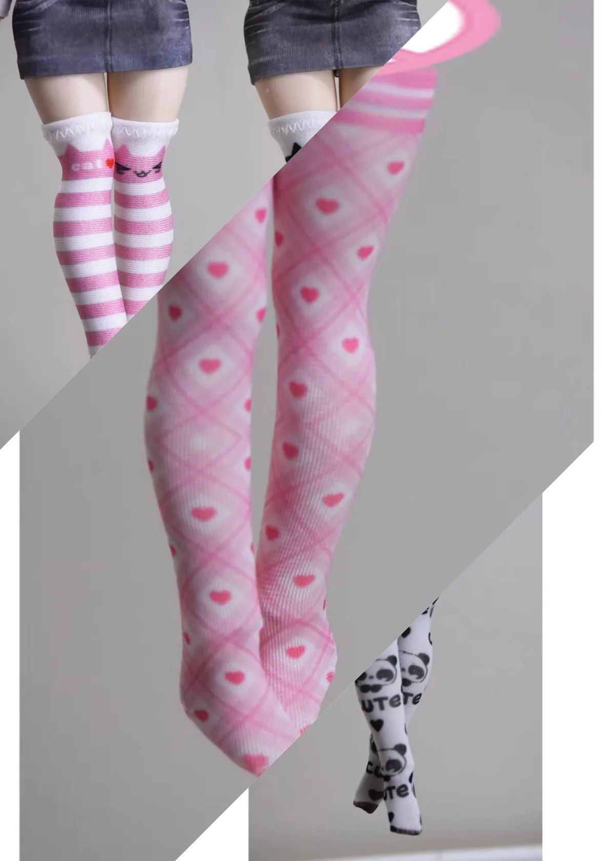 

【No Figure】1/8 Scale Female Doll's Clothing Accessories Over-the-knee Socks Printed Pattern Knee-high Socks Fit Action Figure