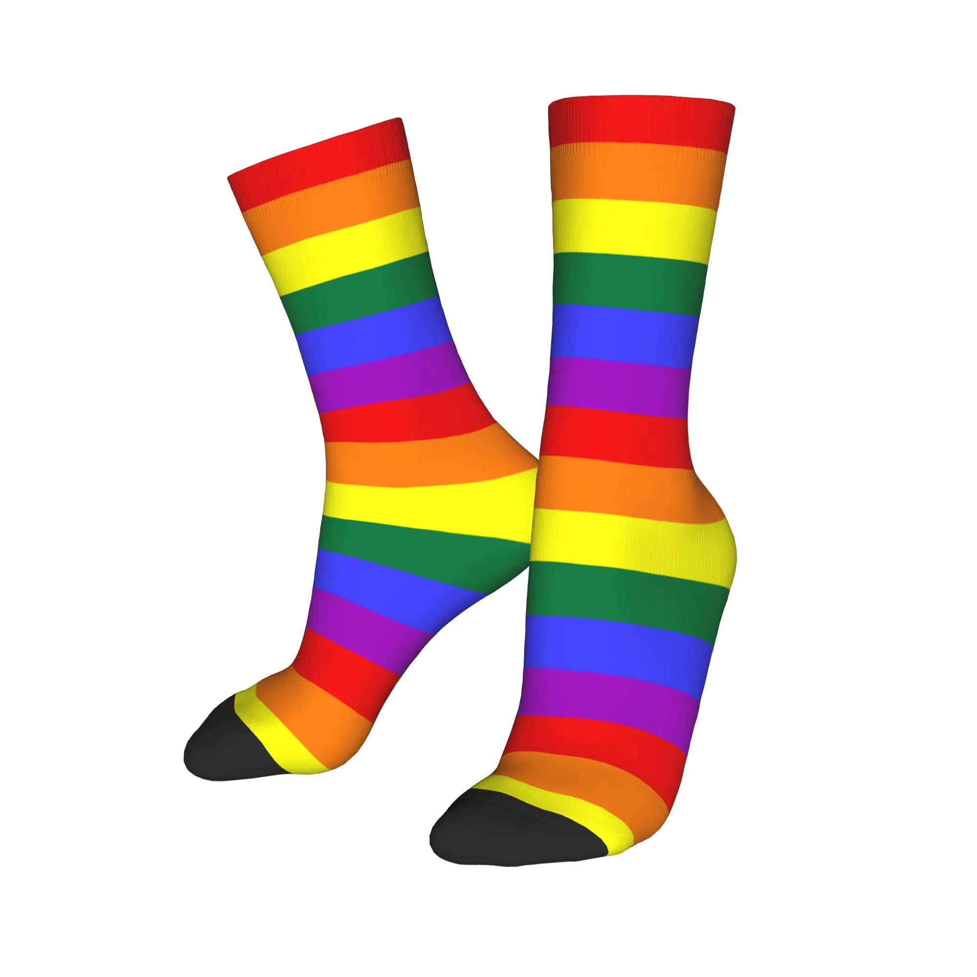 Calcetines Kawaii LGBT con bandera del arco iris para mujer y hombre, calcetines cálidos con estampado 3D para deportes de fútbol