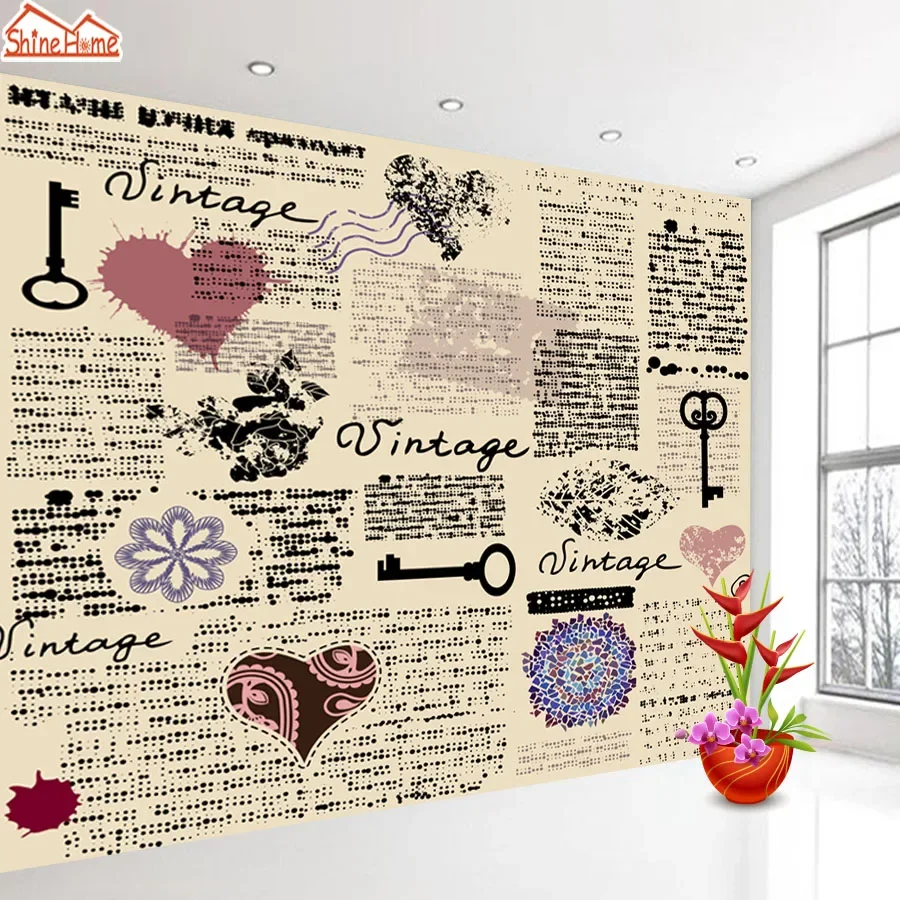 Pele personalizada e papel de parede, papel de contato para sala de estar, quarto, decoração de casa, diário vintage, impressões murais